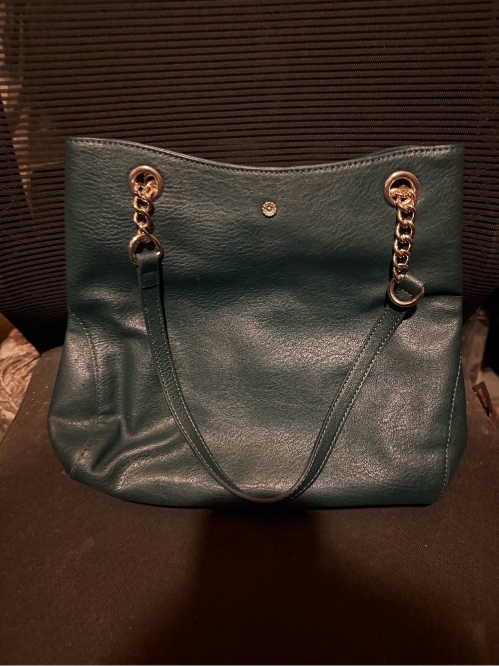 LC Lauren Conrad Teal Shoulder Tote with Gold Chain Straps